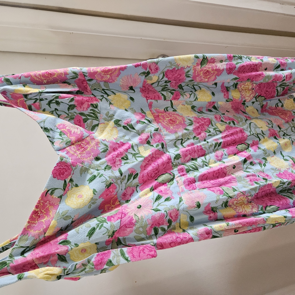 Wayf Floral Mini Dress - Pink and Yellow on Blue